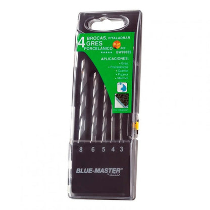 BROCAS PROFESIONALES PORCELÁNICO Ø4-5-6-8mm, JUEGO 4 PIEZAS