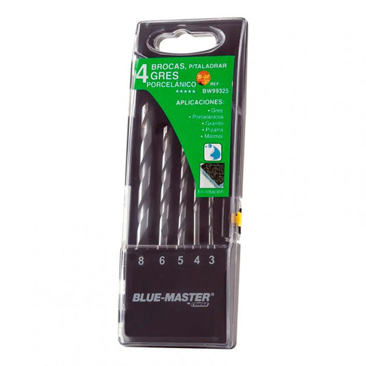 BROCAS PROFESIONALES PORCELÁNICO Ø4-5-6-8mm, JUEGO 4 PIEZAS
