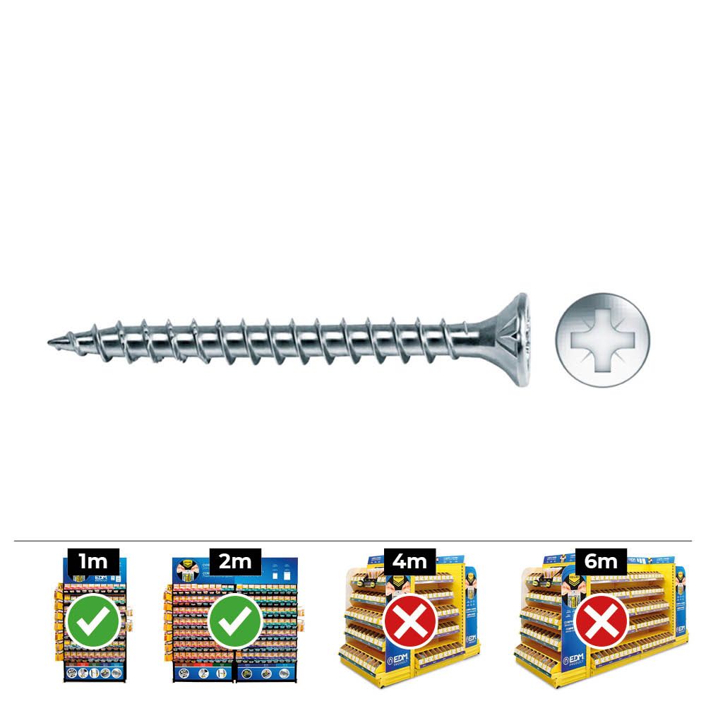 CAJA 200 unid. TORNILLO MADERA AVELLANADO POZI DIN/REF VLOX Ø4x40mm ZINCADO+LUBR. CELO