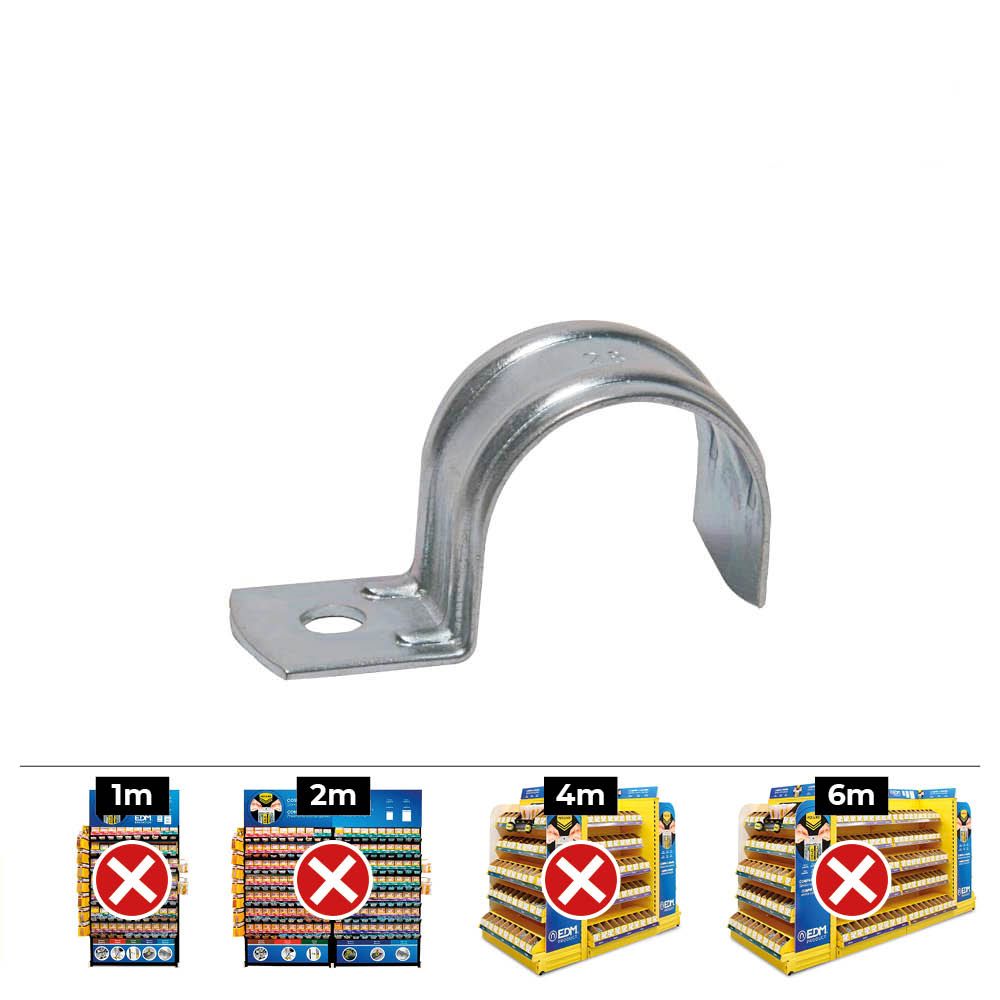 GRAPA PARA CABLE TUBULAR Ø18 x 18 mm 918F, METALIZADO, CAJA 100 uds
