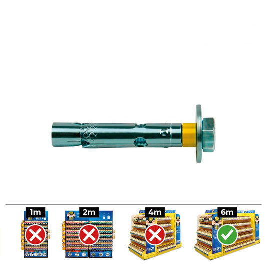 ANCLAJE DYNABOLT TORNILLO ZINCADO M10 Ø12 x 100 mm, CAJA 50 uds