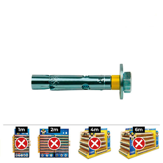 ANCLAJE DYNABOLT TORNILLO ZINCADO M10 Ø14 x 100 mm, CAJA 50 uds