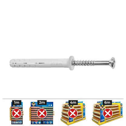 TACOS GOLPE Ø5 x 50 mm + TORNILLOS CABEZA PLANA Ø5 x 50 mm, CAJA 100 uds