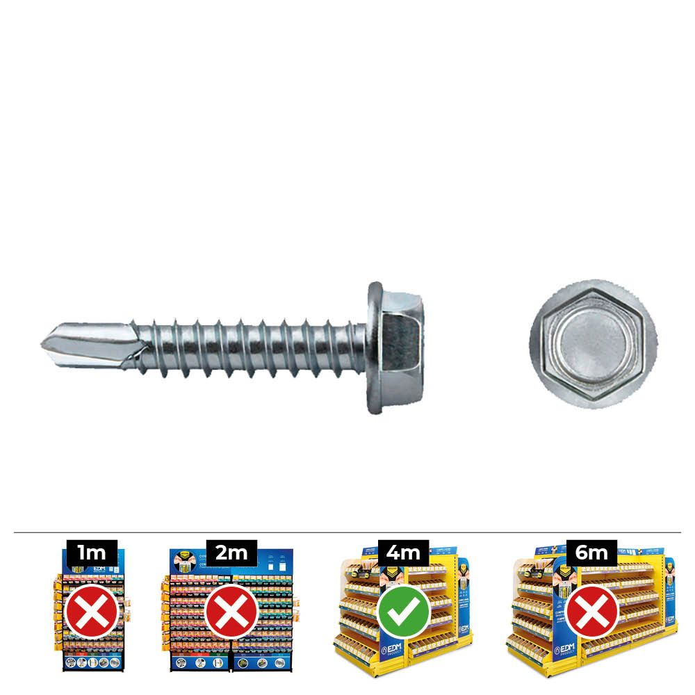 CAJA 100 unid. PUNTA BROCA HEXAGONAL DIN/REF 7504K Ø6,3x45mm ZINCADO CELO