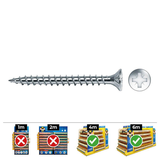 CAJA 100 unid. TORNILLO MADERA AVELLANADO POZI DIN/REF VLOX Ø5x80mm ZINCADO+LUBR. CELO