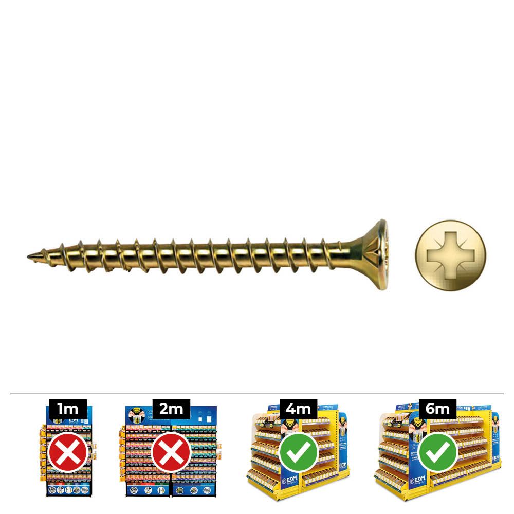 CAJA 200 UNIDADES TORNILLO MADERA AVELLANADO PZ DIN/REF VLOX  Ø6 x 60 mm  BICROMATADO+LUBR.