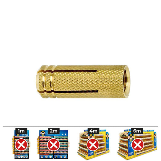 TACO DE LATÓN ME M6 Ø8 x 23 mm, CAJA 100 uds