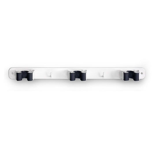 COLGADOR DE ESCOBAS TRIPLE, BLANCO, 37 x 3,2 x 4,8 cm