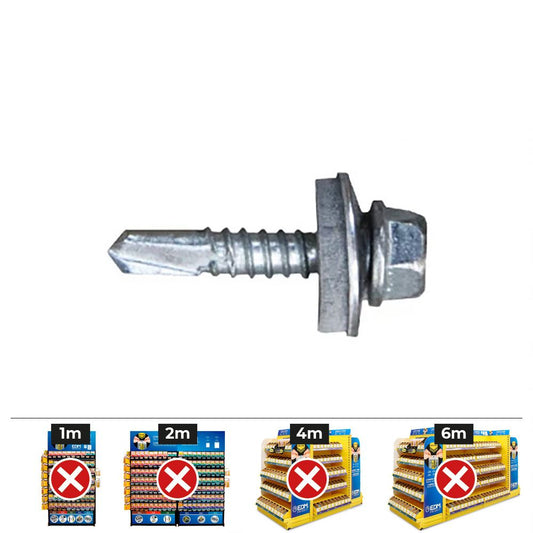 CAJA 1000 UDS. TORNILLO 7301 PUNTA BROCA CABEZA HEXAGONAL SW8 Ø 4,8x19 mm ARANDELA DE EPDM Ø14 CINCADO