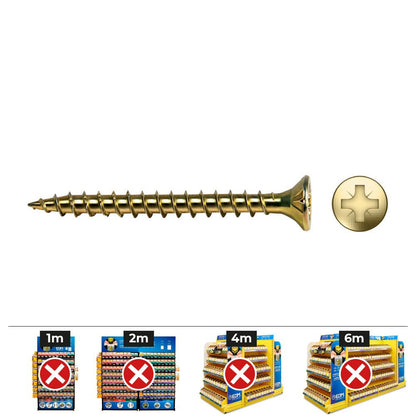 CAJA 1000 UNIDADES TORNILLO MADERA VLOX  ROSCA COMPLETA AVELLANADO IMPRONTA PZ 2,5 x 13 mm BICROMATADO