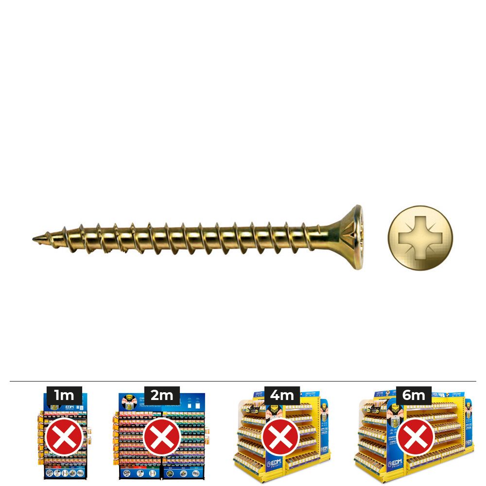 CAJA 1000 UNIDADES TORNILLO MADERA VLOX  ROSCA COMPLETA AVELLANADO IMPRONTA PZ1 Ø2,5 x 17 m BICROMATADO