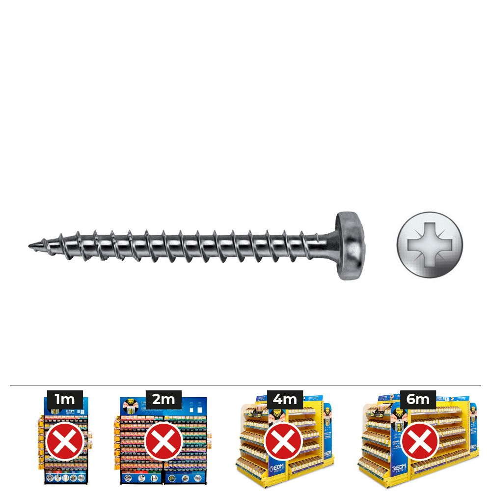 CAJA 250 UNID. TORNILLO MADERA VLOX B ROSCA COMPLETA ALOMADO IMPRONTA PZ Ø4x60 mm CINCADO