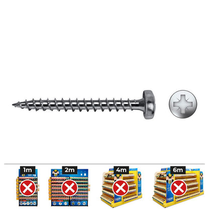 CAJA 250 UNID. TORNILLO MADERA VLOX B ROSCA COMPLETA ALOMADO IMPRONTA PZ Ø4x60 mm CINCADO