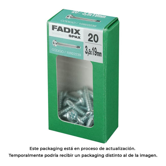 CAJA S 20 unid. TORNILLO ROSCA CHAPA CR AUTOT. 3,5x19mm FADIX