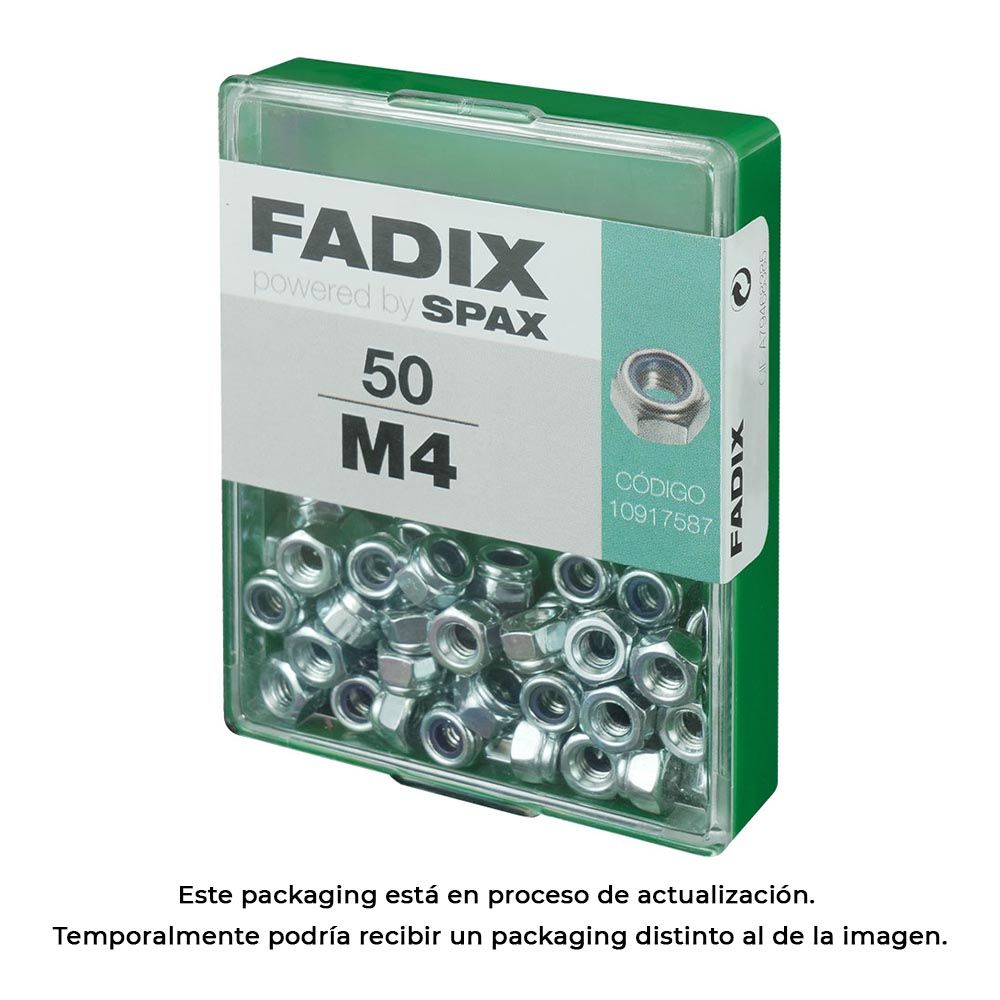 CAJA M 50 unid. TUERCA CON AUTOFRENO CINC M 4 FADIX