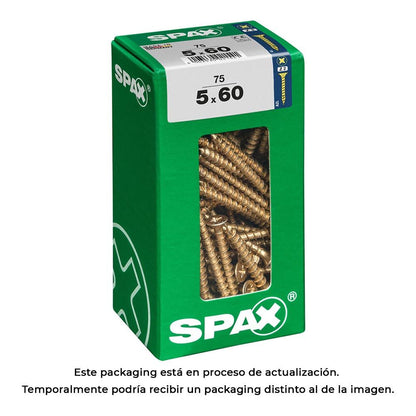 CAJA 75 uds. TORNILLO MADERA SPAX CAB. PLANA YELLOX 5,0x60mm SPAX