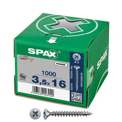CAJA 1000 UNID. TORNILLO UNIVERSAL CABEZA PLANA WIROX 3,5X16MM Z2