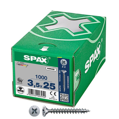 CAJA 1000 UNID. TORNILLO UNIVERSAL CABEZA PLANA WIROX 3,5X25MM Z2
