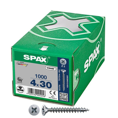 CAJA 1000 UNID. TORNILLO UNIVERSAL CABEZA PLANA WIROX 4X30MM Z2