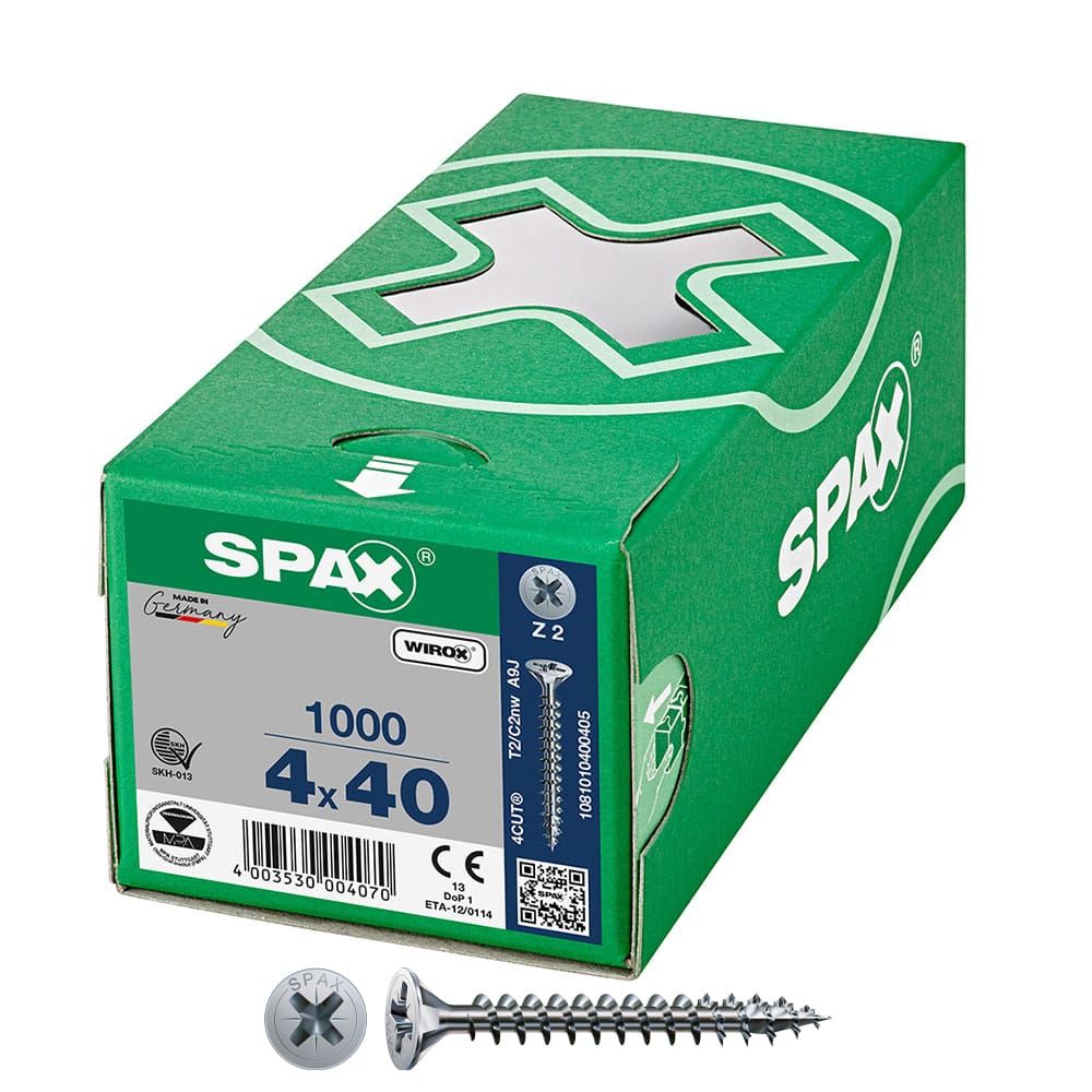 CAJA 1000 UNID. TORNILLO UNIVERSAL CABEZA PLANA WIROX 4X40MM Z2