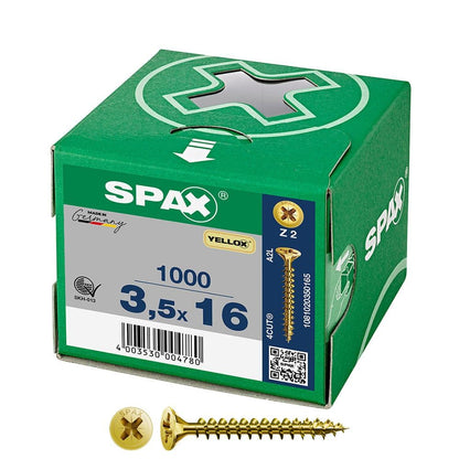 CAJA 1000 UNID. TORNILLO UNIVERSAL CABEZA PLANA YELLOX 3,5X16MM Z2