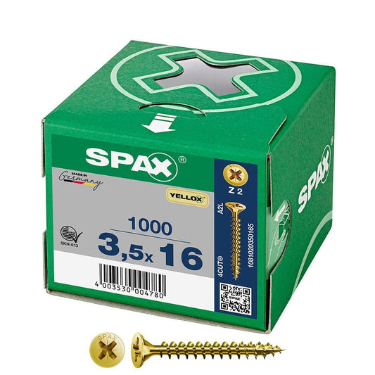 CAJA 1000 UNID. TORNILLO UNIVERSAL CABEZA PLANA YELLOX 3,5X16MM Z2