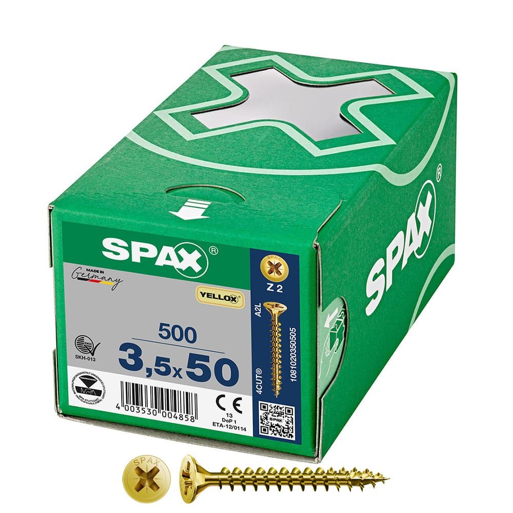 CAJA 500 UNID. TORNILLO UNIVERSAL CABEZA PLANA YELLOX 3,5X50MM Z2