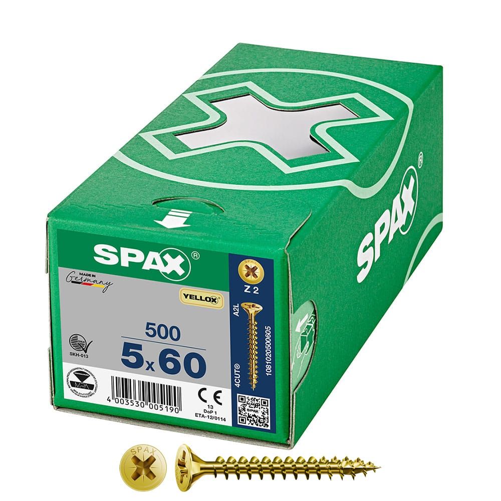 CAJA 500 UNID. TORNILLO UNIVERSAL CABEZA PLANA YELLOX 5X60MM Z2