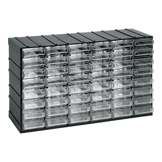 CAJONERA MODULAR CON 48 CAJONES TRANSPARENTES, 382 x 148 x 230 mm