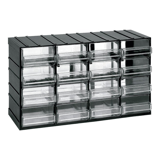 CAJONERA MODULAR CON 16 CAJONES TRANSPARENTES, 382 x 148 x 230 mm