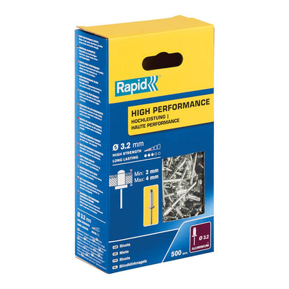 REMACHES DE ALUMINIO Ø3.2 x 8 mm, CAJA 500 uds