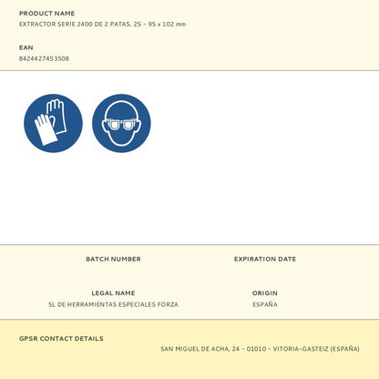 EXTRACTOR SERIE 2400 DE 2 PATAS, 25 - 95 x 102 mm