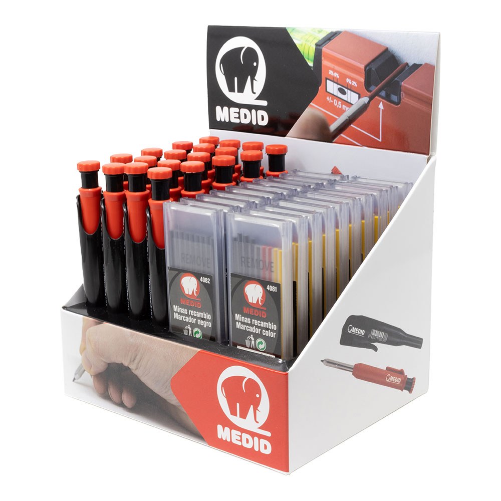 MARCADOR PORTAMINAS + RECAMBIOS, EXPOSITOR 20 + 20 uds