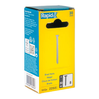 CLAVOS 8 / 30 mm GALVANIZADOS 18GA, 2250 uds