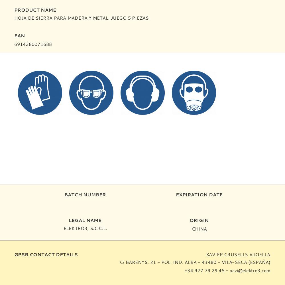 HOJA DE SIERRA PARA MADERA Y METAL, JUEGO 5 PIEZAS