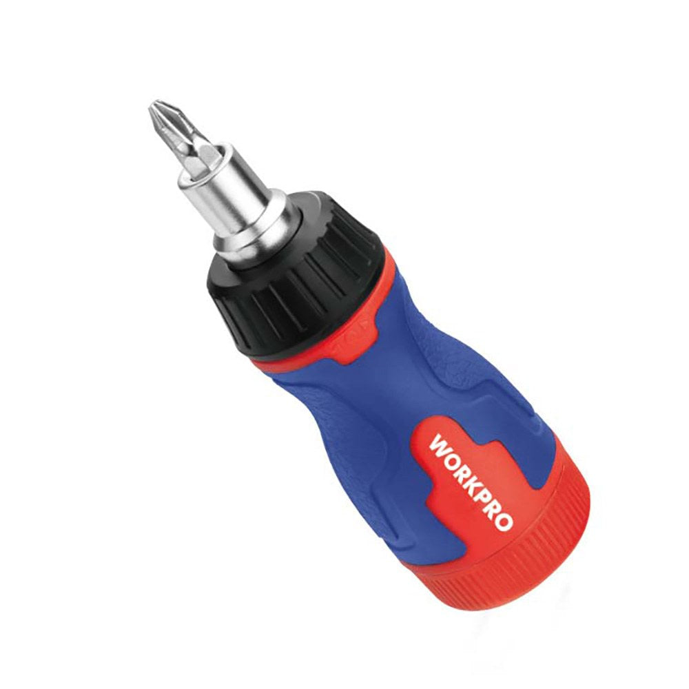 DESTORNILLADOR CORTO DE CARRACA, 8 EN 1, 115 x 37 x 36,5 mm