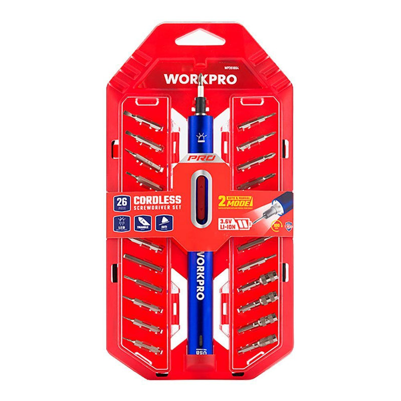 KIT DESTORNILLADOR DE PRECISIÓN RECARGABLE 3,6 V USB, 26 ACCESORIOS