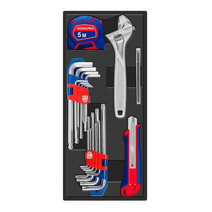 JUEGO DE HERRAMIENTAS MIXTAS, LLAVE AJUSTABLE APERTURA 30mm, 31 PIEZAS, SERIE MODULAR