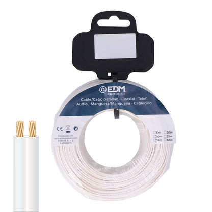 CARRETE CABLE PARALELO TELEFONO BLANCO 2 VIAS 5 m