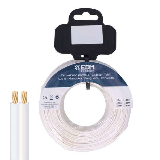 CARRETE CABLE PARALELO TELEFONO BLANCO 2 VIAS 25 m