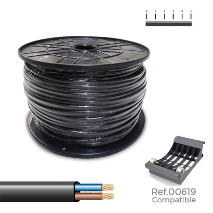 MANGUERA PLANA H05VVH2-F 2 x 1,00 mm² NEGRA 300 m. (BOBINA GRANDE)