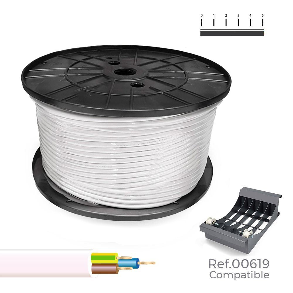 MANGUERA TUBULAR H05VV-F 3 G 1,00 mm² BLANCA, 200 m. ( BOBINA GRANDE )