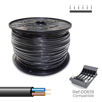MANGUERA TUBULAR H05VV-F 2 x 1,00 mm² NEGRA, 300 m. ( BOBINA GRANDE )