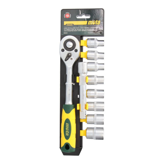 BOCALLAVES PUNTA TORX HEMBRA ½ pulg, JUEGO 10 PIEZAS