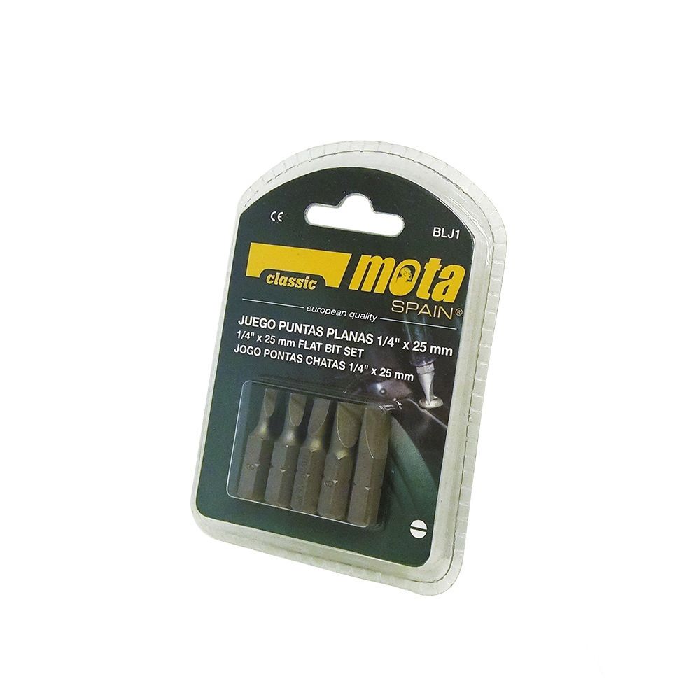 PUNTAS PLANAS VARIADAS ¼ pulg x 50 mm, JUEGO 5 PIEZAS