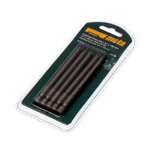 PUNTAS PHILLIPS PH2 x 90 mm ¼ pulg ACERO, 5 uds