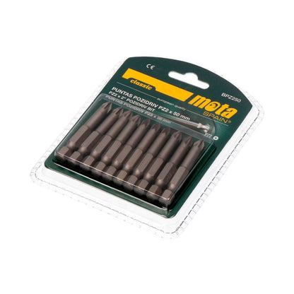 PUNTAS POZIDRIVE PZ2 x 50 mm ¼ pulg ACERO, 10 uds