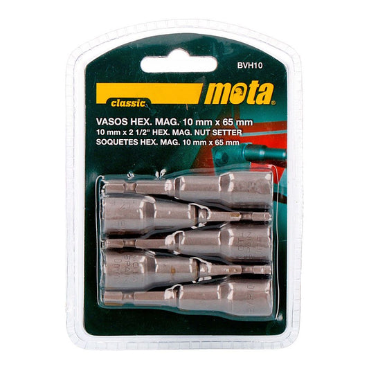 PUNTAS CON VASOS HEXAGONALES MAGNETICOS 10 x 65 mm, JUEGO 5 PIEZAS