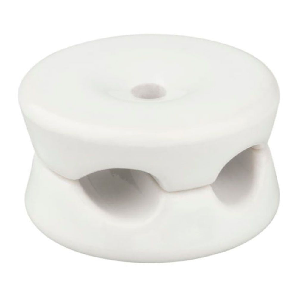 SUJETACABLES PORCELANA REDONDO DOBLE BLANCO, 5 uds Ø32 x 18,6 mm