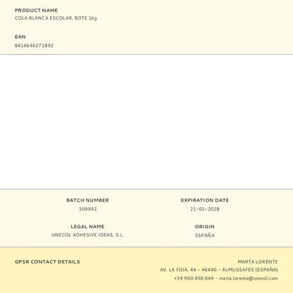 COLA BLANCA ESCOLAR, BOTE 1kg